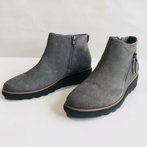 Clark’s Sharon Ease Ankle Boot Gray Suede